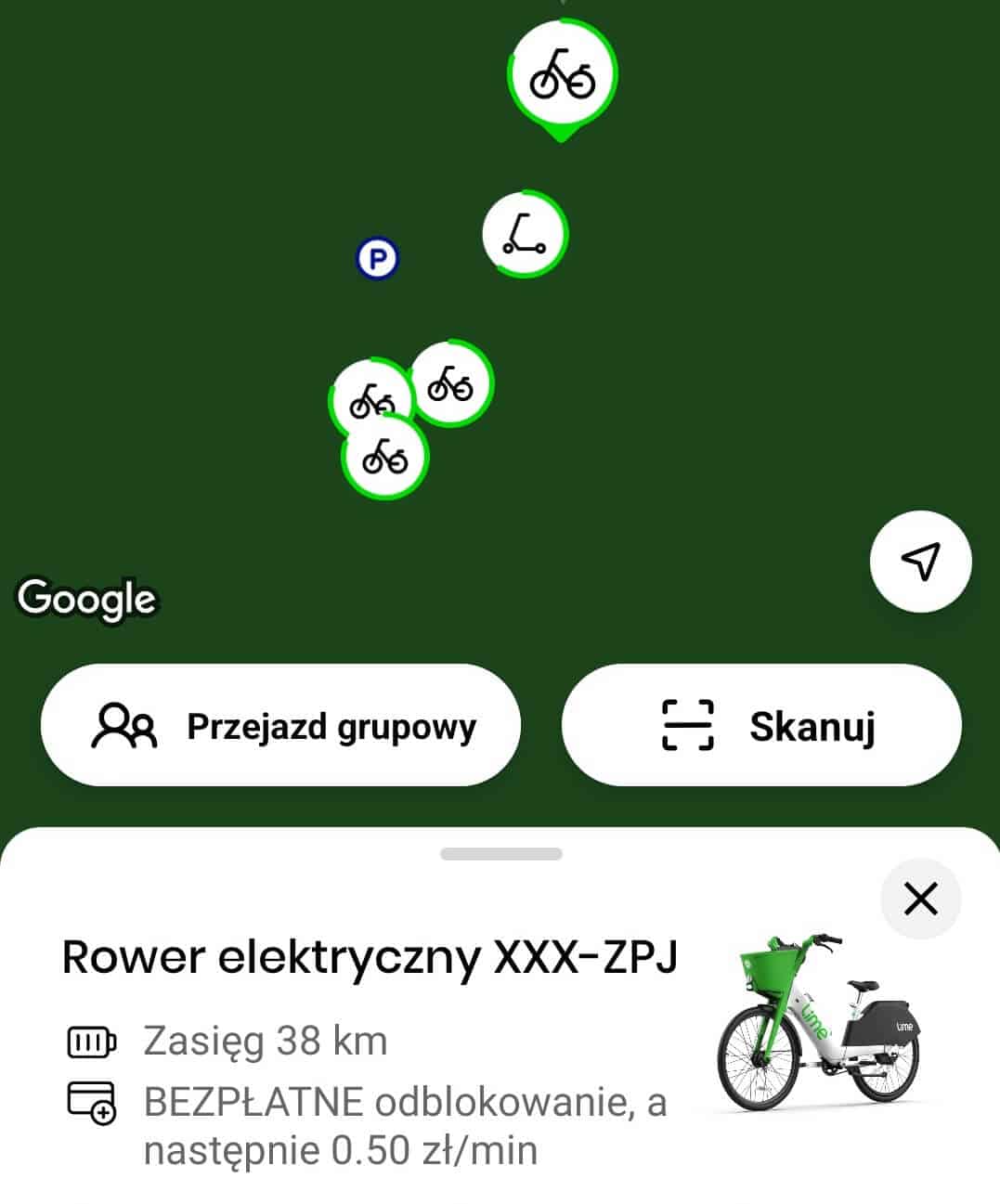 Lime - rowery elektryczne - Warszawa - aplikacja