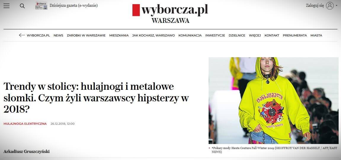 Hulajnogi elektryczne w Polsce - pojazd dla hipstera? Screen Gazeta Wyborcza