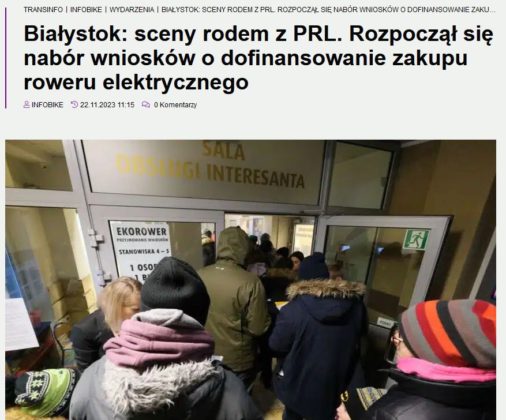 Białystok: kolejka po dotacje na rowery elektryczne