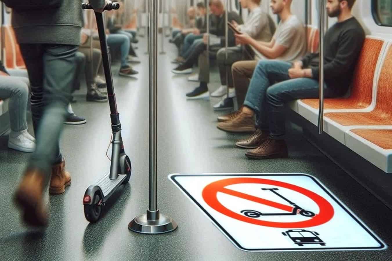 Metro: znak "zakaz wprowadzania elektrycznej hulajnogi"